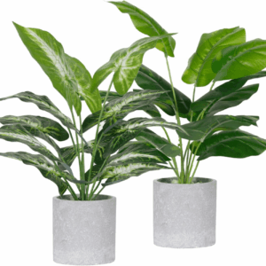 2 Pack Fake Plants Artificial Tropical Faux Plants Indoor for Office Desk Home Sage Green Decor