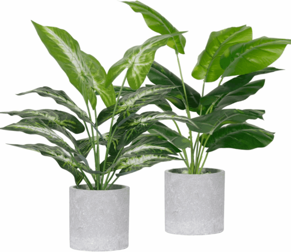 2 Pack Fake Plants Artificial Tropical Faux Plants Indoor for Office Desk Home Sage Green Decor