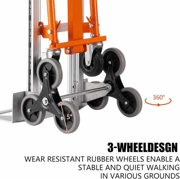 3In1 Aluminum Hand Truck 880 Lb Capacity, Stair Climbing Cart Utility Cart Converts from Hand Truck Dolly to Platform Cart 3 Positions for Transport & Moving with 10" Rubber Wheels - Image 6