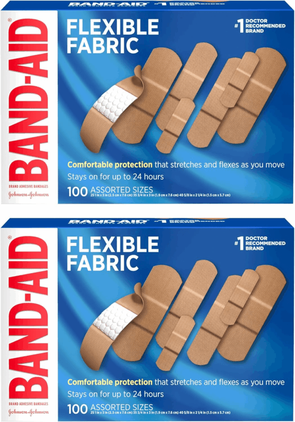 Brand Flexible Fabric Adhesive Bandages for Comfortable Flexible Protection, Twin Pack, 2 X 100 Ct