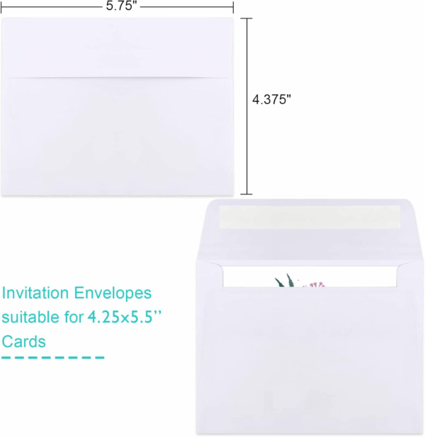 70 Packs Invitation Envelopes, A2 Envelopes White, Postcard Envelopes, Envelopes for 4.5X5.5 Cards, Envelopes for Invitations, Envelopes Self Seal for Photos RSVP, Greeting Cards - Image 2