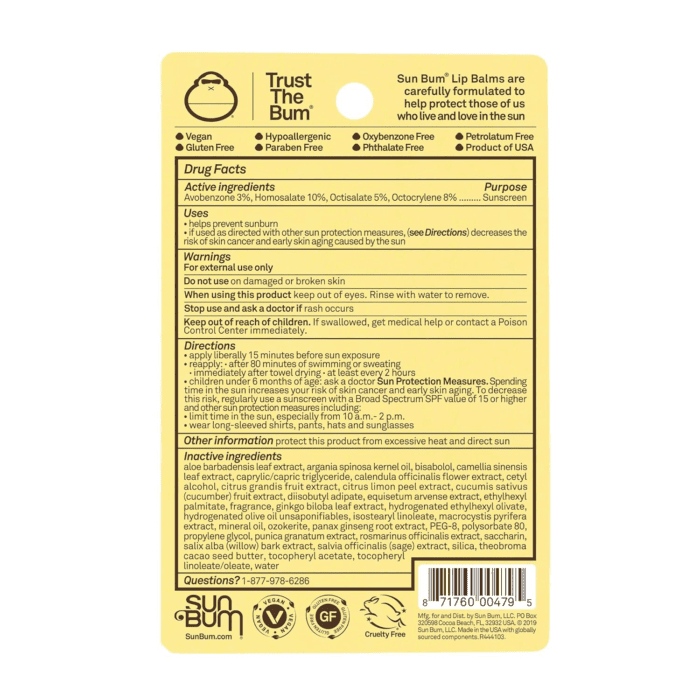 SPF 30 Sunscreen Lip Balm 3 Flavor Variety Pack - Coconut, Banana, Watermelon - Moisturizing Aloe Vera and Vitamin E - Vegan and Cruelty Free - UVA/UVB Lip Protection - 0.15 Oz , 3 Ct - Image 2