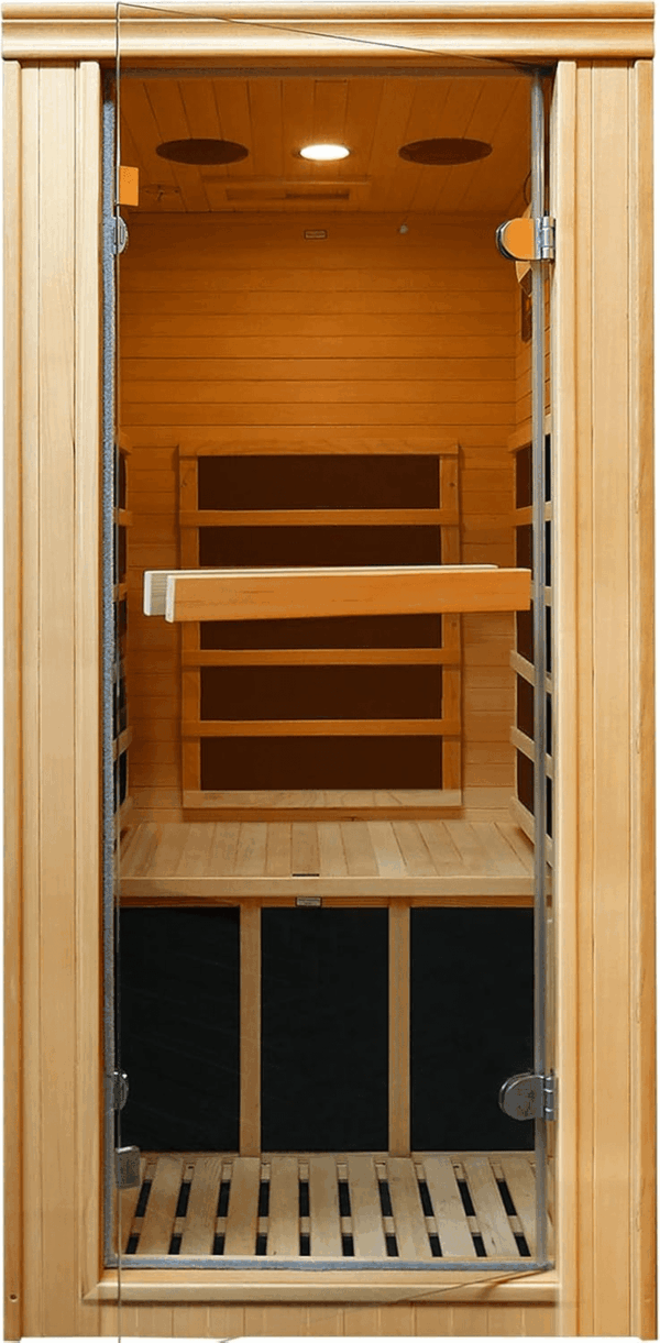 Sauna Home Sauna with Bluetooth & Reading Lighting,1 Person Infrared Sauna Spa Room with Foot Temperature Control,980W
