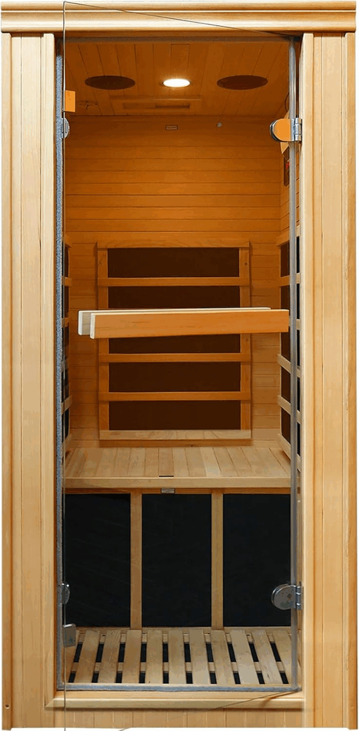 Sauna Home Sauna with Bluetooth & Reading Lighting,1 Person Infrared Sauna Spa Room with Foot Temperature Control,980W