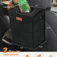 Car Trash Can with Lid, Cute Leakproof Car Trash Garbage Bag Hanging Vehicle Trash Bin Small Portable Automotive Garbage Cans Organizer for Back/Front Seat/Console(Trapezoid,Black) - Image 2