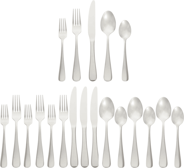 Silverware Set, Stainless Steel Flatware, 20-Piece Forks and Spoons, Service for 4, round Edge