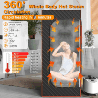 Portable Sauna for Home, Sauna Box Sauna Tent with 3L Steamer, Remote Control, Folding Chair and Foot Pad, Full Size Personal Steam Sauna for Home Spa, 15 Levels, Orange - Image 2