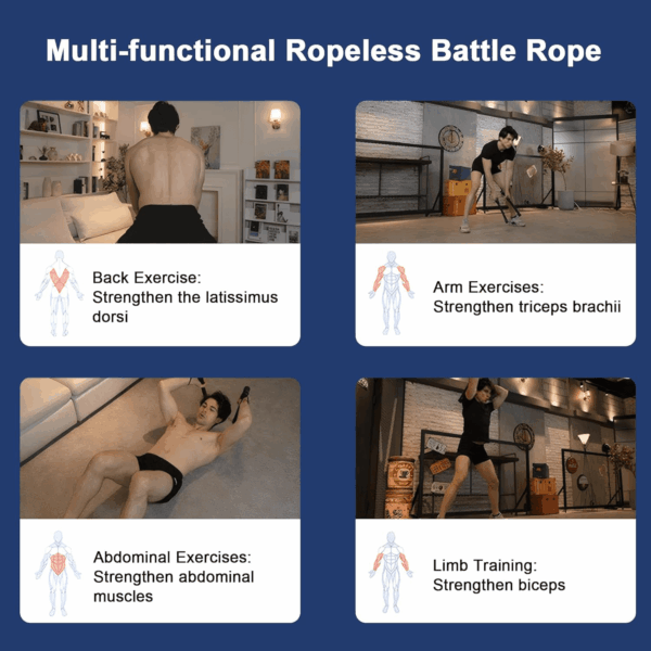 New Weighted Ropeless Battle Ropes for Home Gym, Premium Battle Rope for Advanced Fitness Training, Portable Workout Ropes for Working Out, Durable Exercise Ropes for Home Workout - 2PCS - Image 6