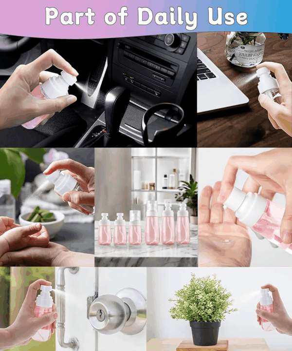6 Pack Small Spray Bottles - Travel Size 3 Pack 1Oz/30Ml and 3 Pack 2Oz/60Ml with 3Pcs Funnels, Fine Mist Mini Plastic Refillable Spray Bottles - Pink - Image 3