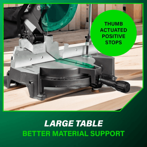 10-Inch Compound Miter Saw, 15-Amp Power Saw with Large 10-Inch Table, Precision Miter Angles, Single Bevel 0-45°, 24T TCT Blade, Positive Stops, Lightweight Design, C10FCGS - Image 8