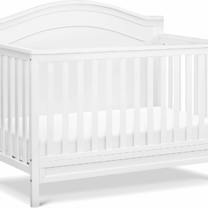 Charlie 4-In-1 Convertible Crib - GREENGUARD Gold Certified - Converts from Baby Crib to Toddler Bed, Daybed, and Full-Size Bed Effortlessly - 4 Adjustable Heights - Wooden White Baby Bed