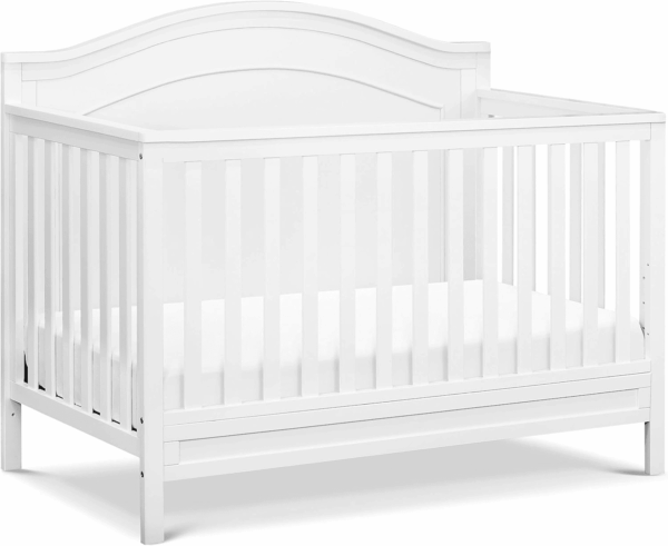 Charlie 4-In-1 Convertible Crib - GREENGUARD Gold Certified - Converts from Baby Crib to Toddler Bed, Daybed, and Full-Size Bed Effortlessly - 4 Adjustable Heights - Wooden White Baby Bed