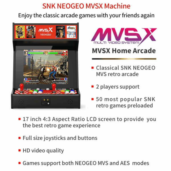 MVSX Home Arcade, Preloaded 50 SNK Licenced Retro Games, Support Two Players to Play Games Concurrently, Including the King of Fighters/Metal Slug and More - Image 4