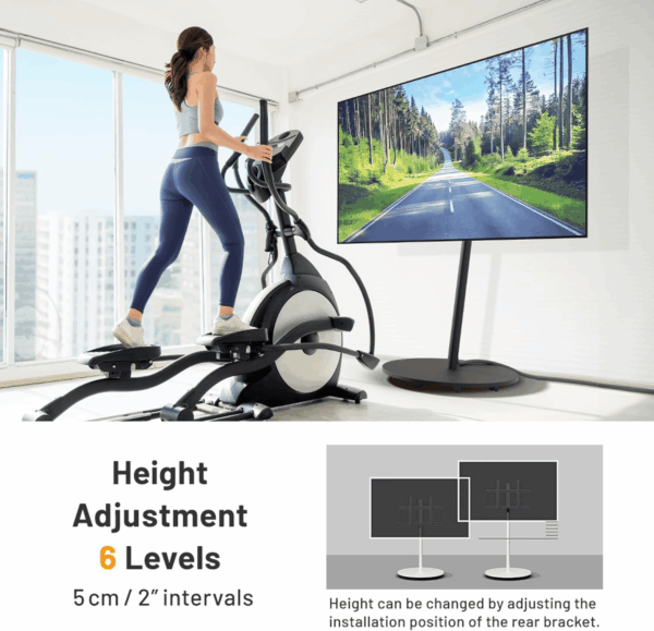 Seven Stand A2 Grand Type | Japanese Rolling Portable Free-Standing 45-80 Inch Universal TV Stand with Concealed Caster Wheels | Satin Black - Image 5