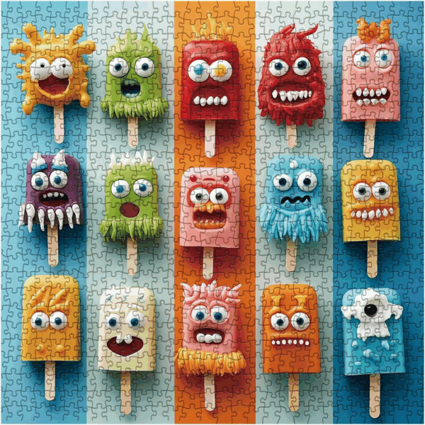 Funny Popsicle Puzzles for Adults 1000 Pieces, Colorful Art Ice Cream Jigsaw Puzzle, Summer Food Impossible Challenging Puzzles - Image 2