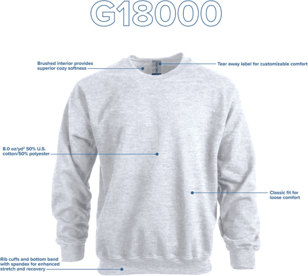 Unisex Adult Fleece Crewneck Sweatshirt, Style G18000, Multipack - Image 4