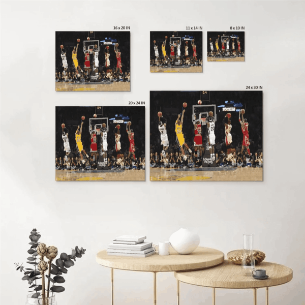 Basketball Legends Canvas Wall Art Print Poster, Iconic Sports Stars Shooting Inspirational Picture, Motivational Photography Wall Decor for Gym Dorm Home Office Living Room Bedroom, Framed 11X14Inch - Image 5