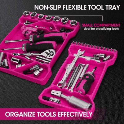 Flexible Tool Tray, Silicone Tool Holder for Mechanics Storage, Heat and Chemical Resistant Tool Organizer for Automotive, Industry and Household(3Pack Pink) - Image 3