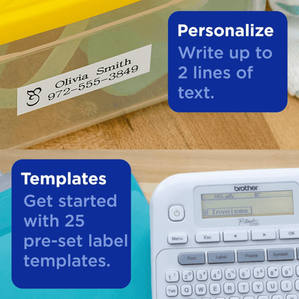 P-Touch PTD220 Home/Office Everyday Label Maker | Prints Tze Label Tapes up to ~1/2 Inch White - Image 6