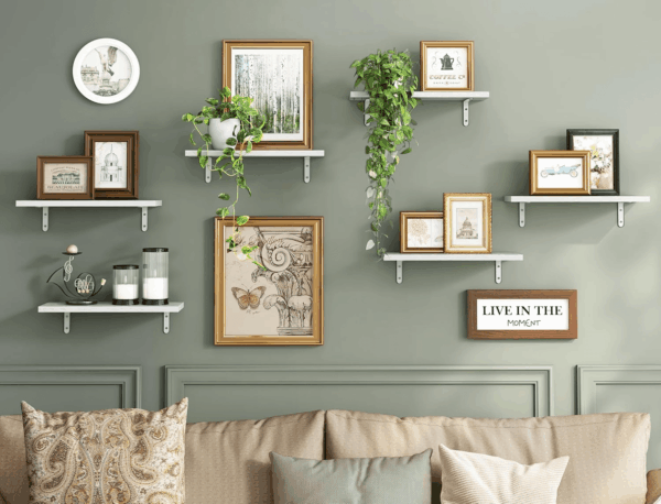 Wood Floating Shelves for Wall Decor, Wall Shelves Set of 6, Wall Mounted Floating Shelf for Bedroom Decor, Bathroom Storage, Farmhouse Shelf for Wall - White - Image 4