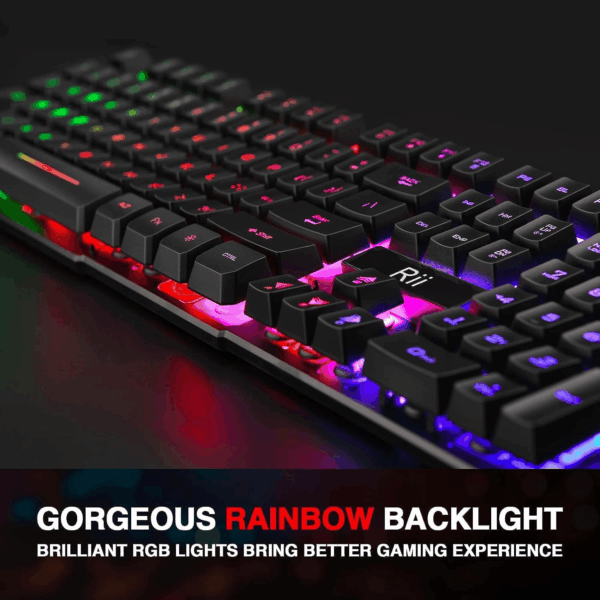 RK100+ Multiple Color Rainbow LED Backlit Large Size USB Wired Mechanical Feeling Multimedia PC Gaming Keyboard,Office Keyboard for Working or Primer Gaming,Office Device - Image 4
