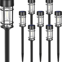 Solar Pathway Lights, 8 Pack LED Solar Lights Outdoor Waterproof, Glass Solar Garden Lights Landscape Lighting for Yard Lawn Walkway Driveway, 3000K - Image 2