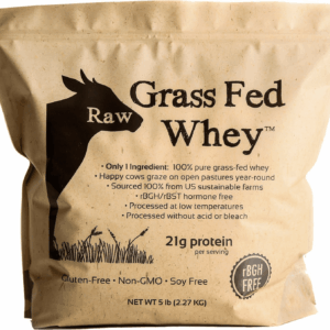 Raw Grass Fed Whey Protein Powder, Happy Healthy Cows, Undenatured, Gmo-Free, Hormone Free, Soy Free, Gluten Free, Unflavored, Unsweetened, 5LB