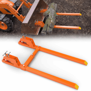 2025 New Upgraded Clamp on Pallet Forks with Twin round Pad Screw, Orange 60" Total Length 4000LBS Tractor Bucket Forks, Non-Slip Design Quick Attach Pallet Forks Attachment for Tractor Bucket