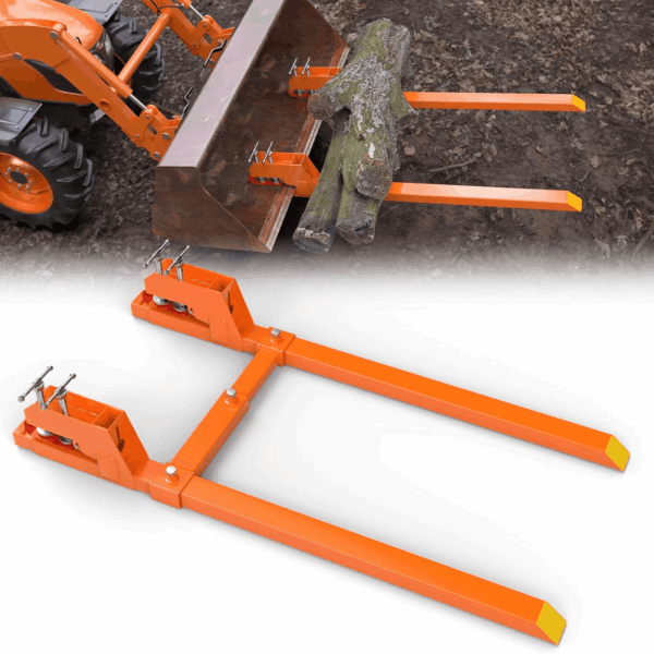 2025 New Upgraded Clamp on Pallet Forks with Twin round Pad Screw, Orange 60" Total Length 4000LBS Tractor Bucket Forks, Non-Slip Design Quick Attach Pallet Forks Attachment for Tractor Bucket