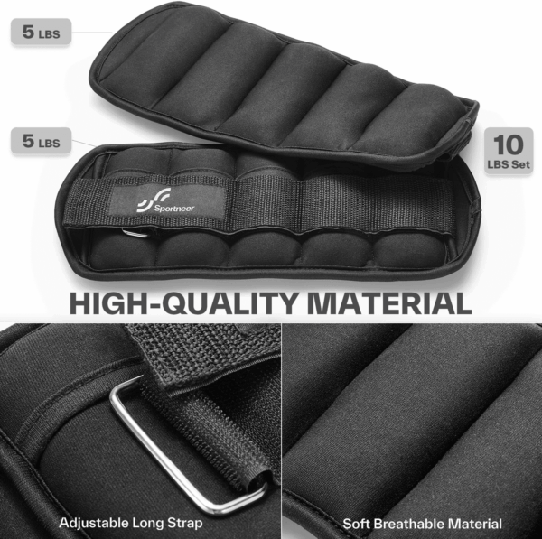 Adjustable Ankle Weights 1 Pair 2 4 6 8 10 Lbs Leg Weight Straps for Women Men, Weighted Ankle Weights Set for Gym,Fitness, Workout,Walking, Jogging,1-5 Lbs Each Ankle, 1 Pair 2-10 Lbs - Image 3