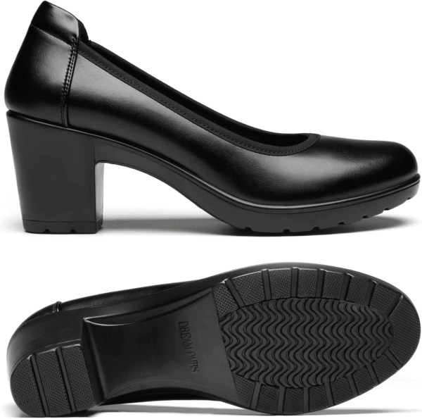 Women'S Chunky Closed Toe Low Block Heels Work Pumps Comfortable round Toe Dress Wedding Shoes - Image 4