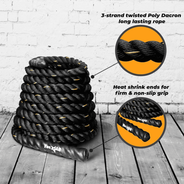 1.5/2 Inch Battle Ropes with Extra Protective Sleeve, Workout Ropes for Cross-Training Home Gym & Fitness Exercises, Strength Training - 30,40,50 Feet Lengths Available - Image 2