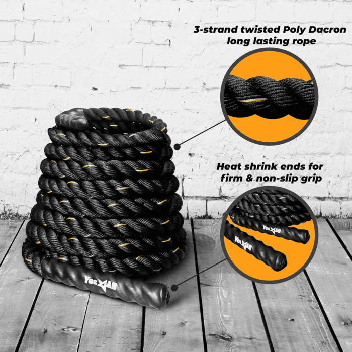 1.5/2 Inch Battle Ropes with Extra Protective Sleeve, Workout Ropes for Cross-Training Home Gym & Fitness Exercises, Strength Training - 30,40,50 Feet Lengths Available - Image 2