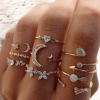 Gold Stackable Rings for Women Gifts Trendy Stuff Simple Star Moon Heart Knuckle Rings Set Boho Rings Cute Stuff Birthday Gifts Gold Rings Pack Jewelry Easter Basket Essentials Stuffers - Image 2