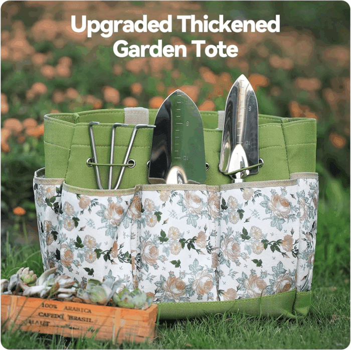 Gardening Tools 9-Piece Heavy Duty Gardening Hand Tools with Fashion and Durable Garden Tools Organizer Handbag,Rust-Proof Garden Tool Set, Ideal Gardening Gifts for Women - Image 2