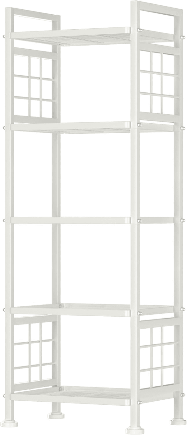 5-Wire Standing Storage Shelves, Metal Shelving Unit Pantry Rack for Laundry Kitchen Bathroom Organizer(White)