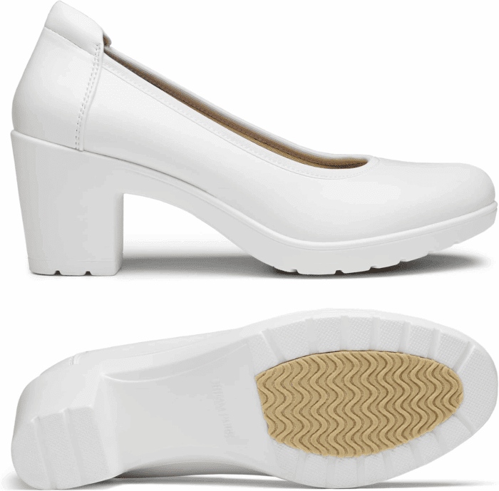 Women'S Chunky Closed Toe Low Block Heels Work Pumps Comfortable round Toe Dress Wedding Shoes - Image 4