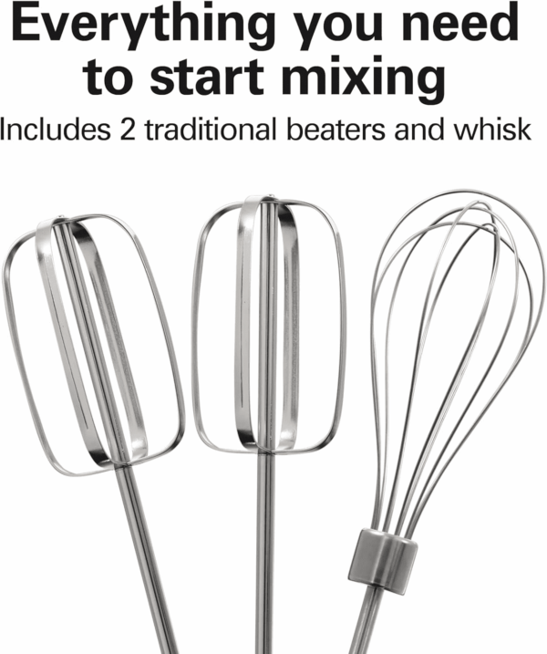 6-Speed Electric Hand Mixer with Whisk, Traditional Beaters, Snap-On Storage Case, 250 Watts, White - Image 4
