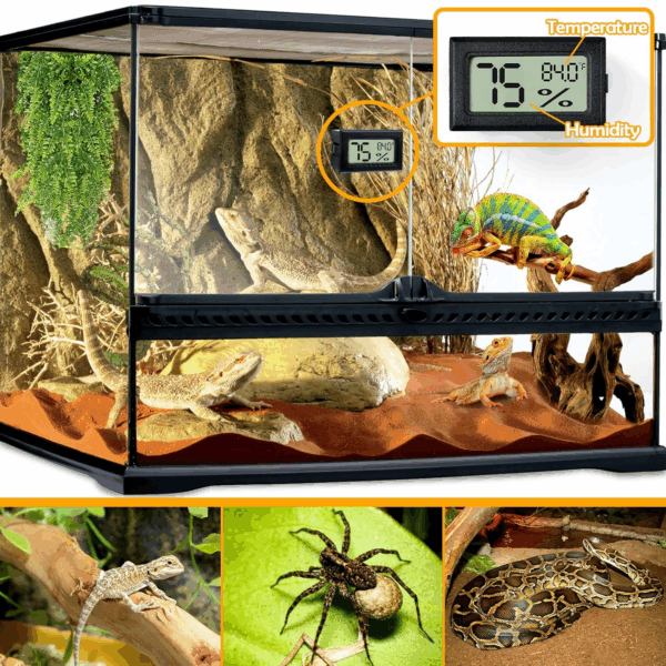 2 PCS Rectangle Reptile Thermometer and Humidity Gauge for Bearded Dragon Accessories, Reptile Tank Accessories for Jumping Spider, Leopard Gecko, Hermit Crab, Gecko, Ball Python, Lizard - Image 2