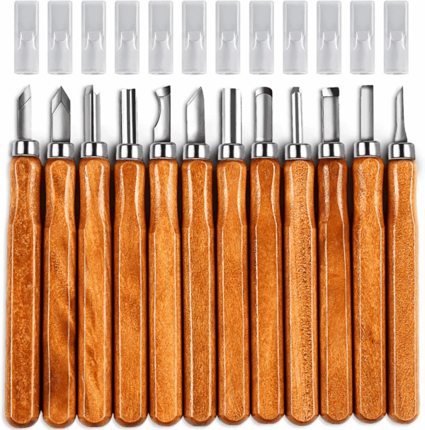 Wood Carving Knife Set - 20 PCS Hand Carving Tool Set for DIY Sculpture Carpenter Experts & Beginners - Image 4