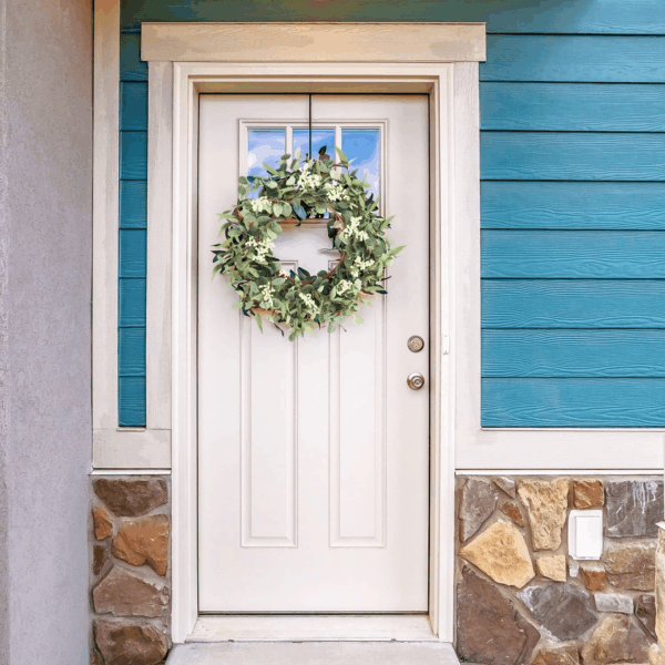 20'' Eucalyptus Wreath for Front Door, Porch, Window - Green Decor for Home, Farmhouse - Spring, Summer, Fall, All Seasons - Image 5