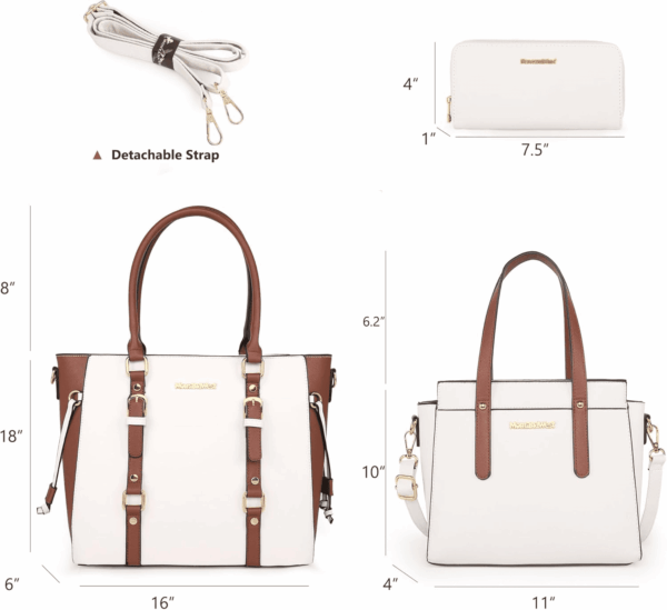 3PCS Purses for Women Tote Bag and Wallet Set Shoulder Satchel Handbags - Image 5