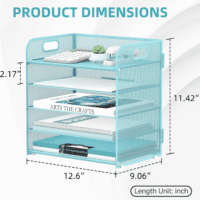 5 Trays Paper Organizer Letter Tray with Handle-Mesh Desk File Organizer, Paper Sorter Desk Organizer for Office, Home or School (Light Blue) - Image 5