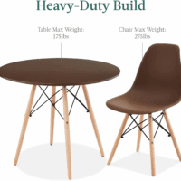 5-Piece Dining Set, Compact Mid-Century Modern Table & Chair Set for Home, Apartment W/ 4 Chairs, Plastic Seats, Wooden Legs, Metal Frame - Brown/Oak - Image 7