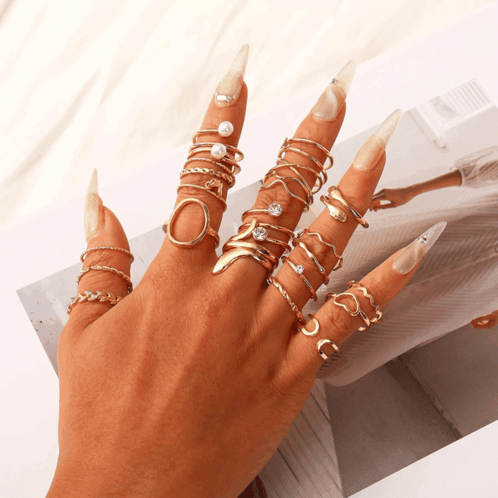 Gold Knuckle Rings Set for Women Stackable Joint Finger Midi Rings Dainty Cubic Crystal Zirconia Simple Hollow Twist Cute Rings Pack Jewelry Gift - Image 3