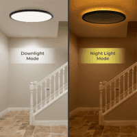 15.4In LED Flush Mount Ceiling Light Fixture with Remote, 2000K Warm Nightlight, Dimmable 3000K-6500K Low Profile Ceiling Lights for Bedroom, Living Room, 3600LM Black - Image 2