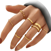 Gold Knuckle Rings Set for Women Snake Chain Stacking Ring Vintage BOHO Midi Rings Size Mixed