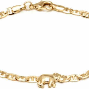 18K Gold Plated Flat Marina Elephant Anklet for Women - Made in Brazil