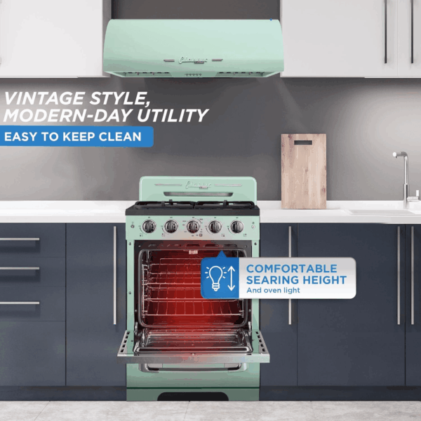 UGP-24CR LG Classic Retro Freestanding Gas Convection Oven Light, Range with 4 Burners, 24", Summer Mint Green - Image 6