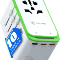 Roamplug Universal Travel Adapter with 4G Wifi Mobile Hotspot and US 1GB Data, All-In-One International Power Plug Adapter, 4 USB Ports and Max 70W Output for EU UK AUS